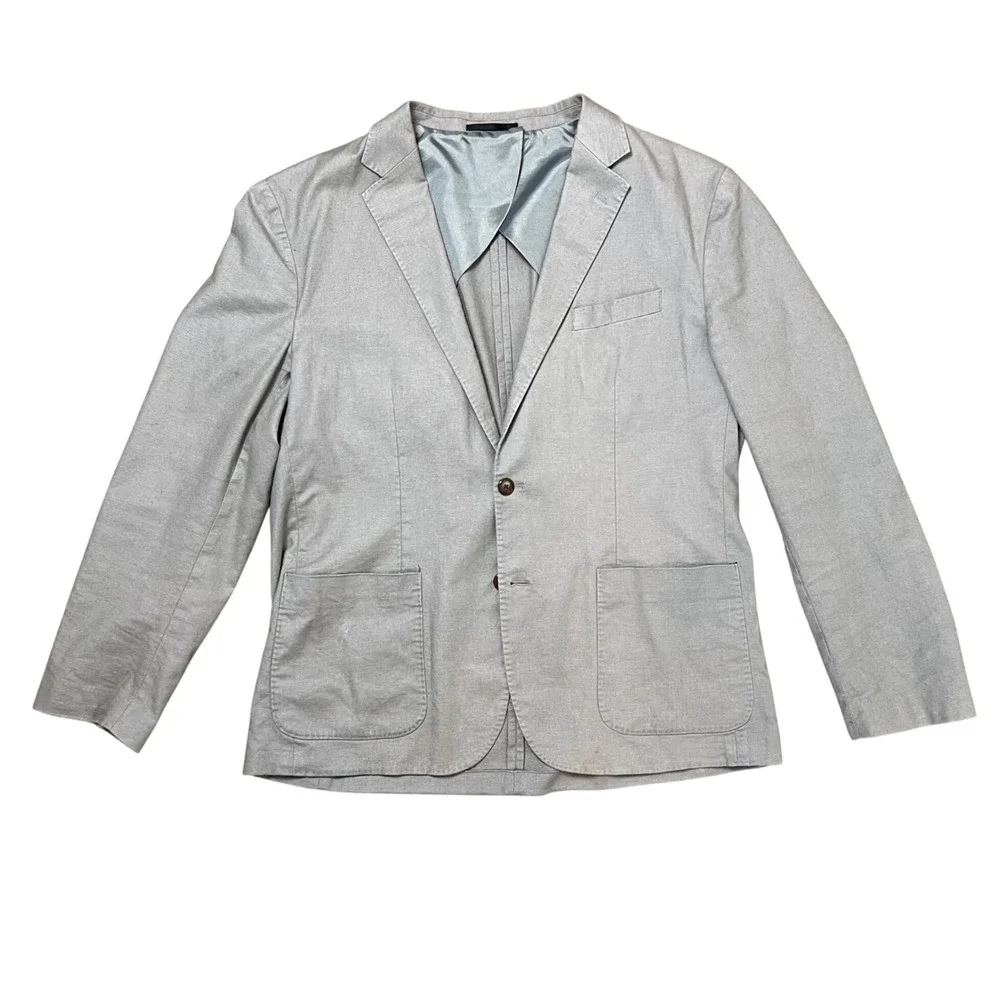 J.Crew Mens Hemp Cotton Blend Unstructured Blazer Grey BC612 XL